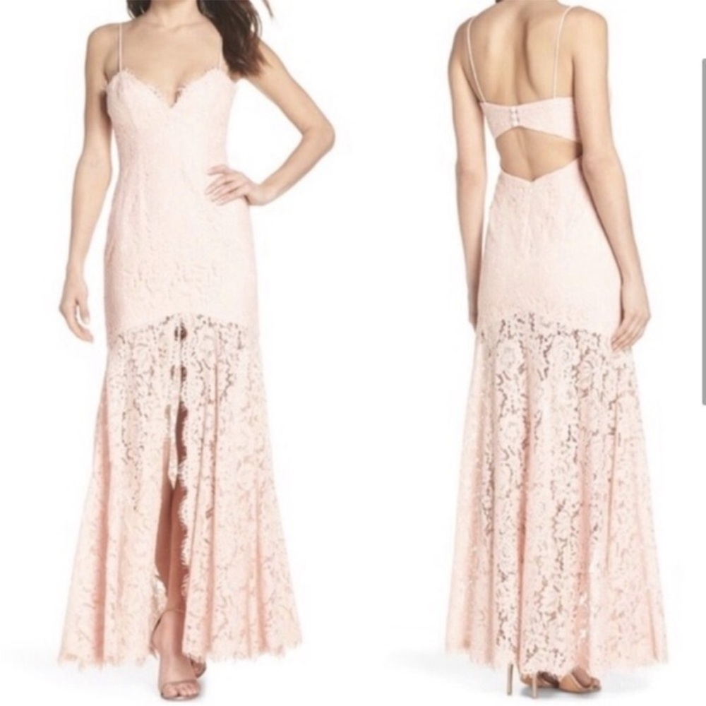 Fame and Partners Dress NWT Lace Light Pink Mermaid Babe Gown Boho 4 Wedding